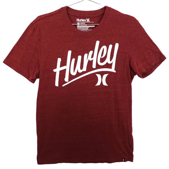 Hurley T Shirt Mens Medium Red Logo Graphic Short Sleeve Crew Neck Pullover - Picture 1 of 6